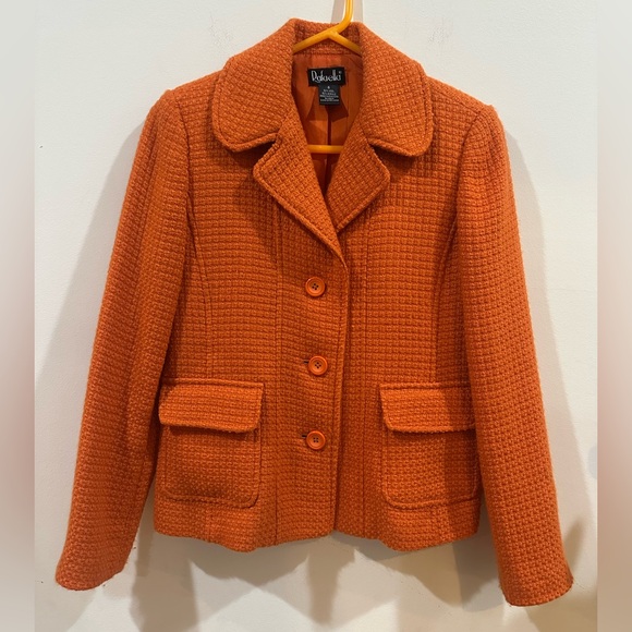 Rafaella Women's Orange Textured Blazer - Picture 1 of 8